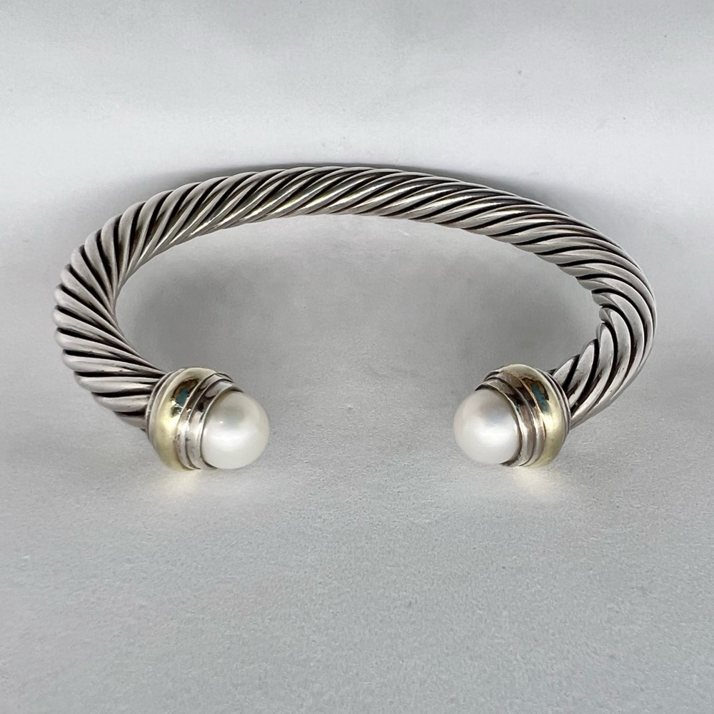 David Yurman 7mm Pearl Bracelet With Gold